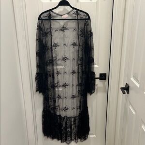 Black Sheer Lace Kimono